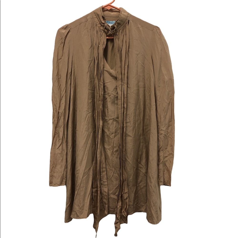 Marciano silk long sleeve taupe tan tunic top or mini dress‎ size XS